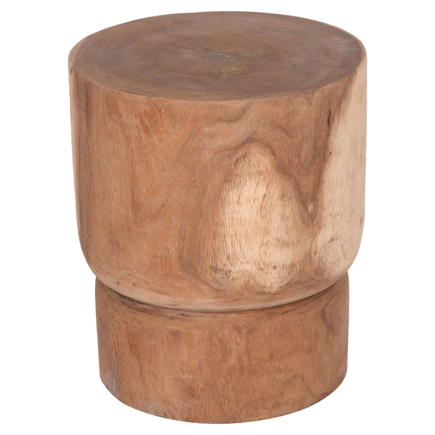 Side Table-stool Cylindrical Febry Hm9909 Solid Suar Wood In Natural Φ40x46hcm.