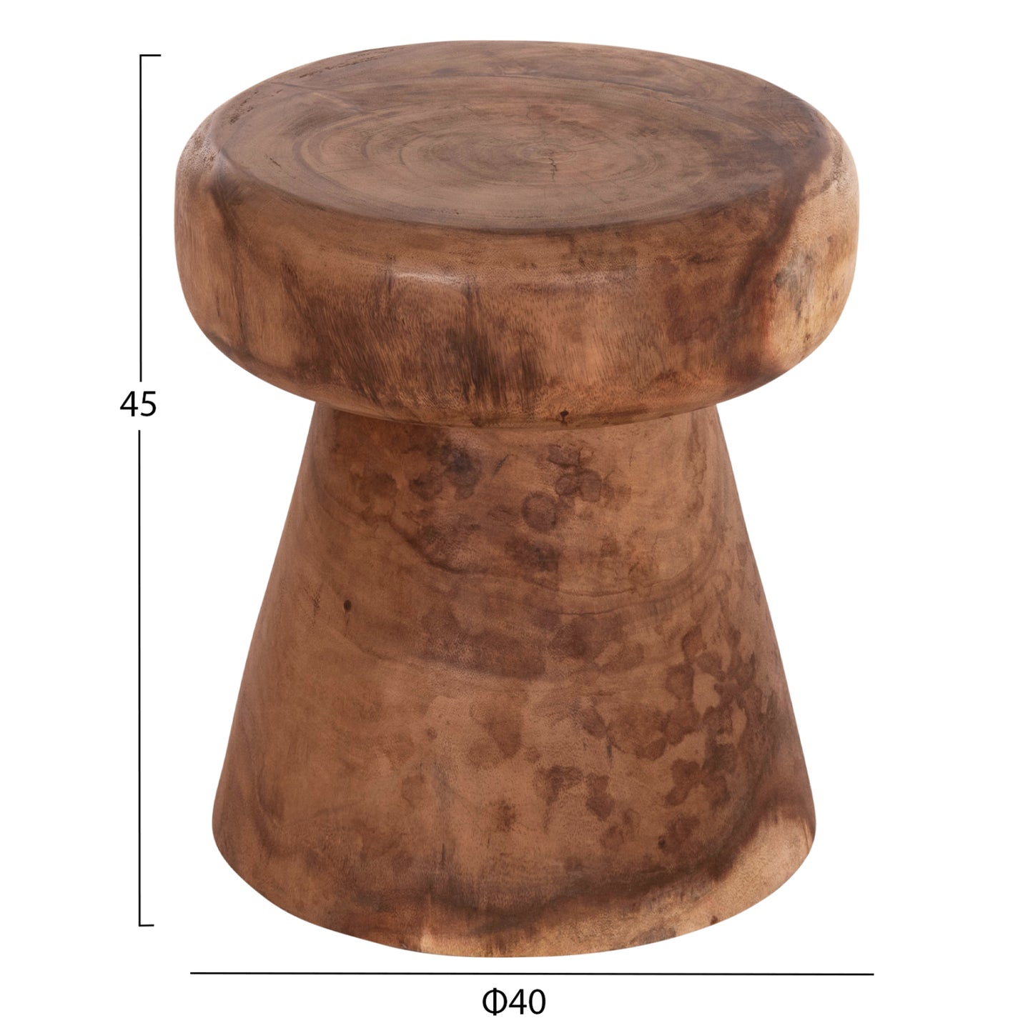 Stool/side Table Round Cupre Hm9793.11 Solid Suar Wood-natural Φ40x45hcm.