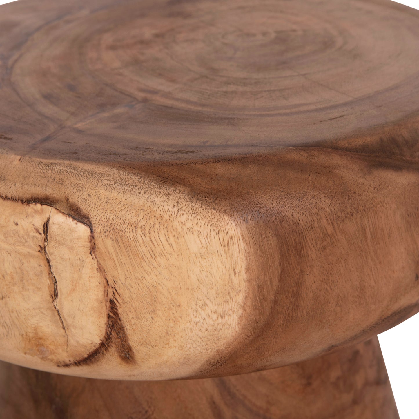 Stool/side Table Round Cupre Hm9793.11 Solid Suar Wood-natural Φ40x45hcm.