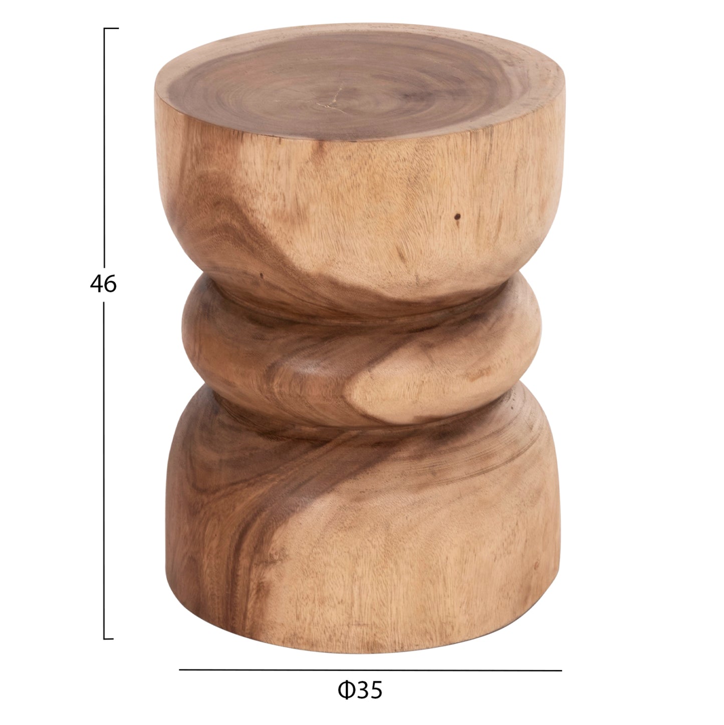 Round Side Stool/table Bello Hm9900.11 Solid Suar Wood--natural Color Φ35x46hcm.