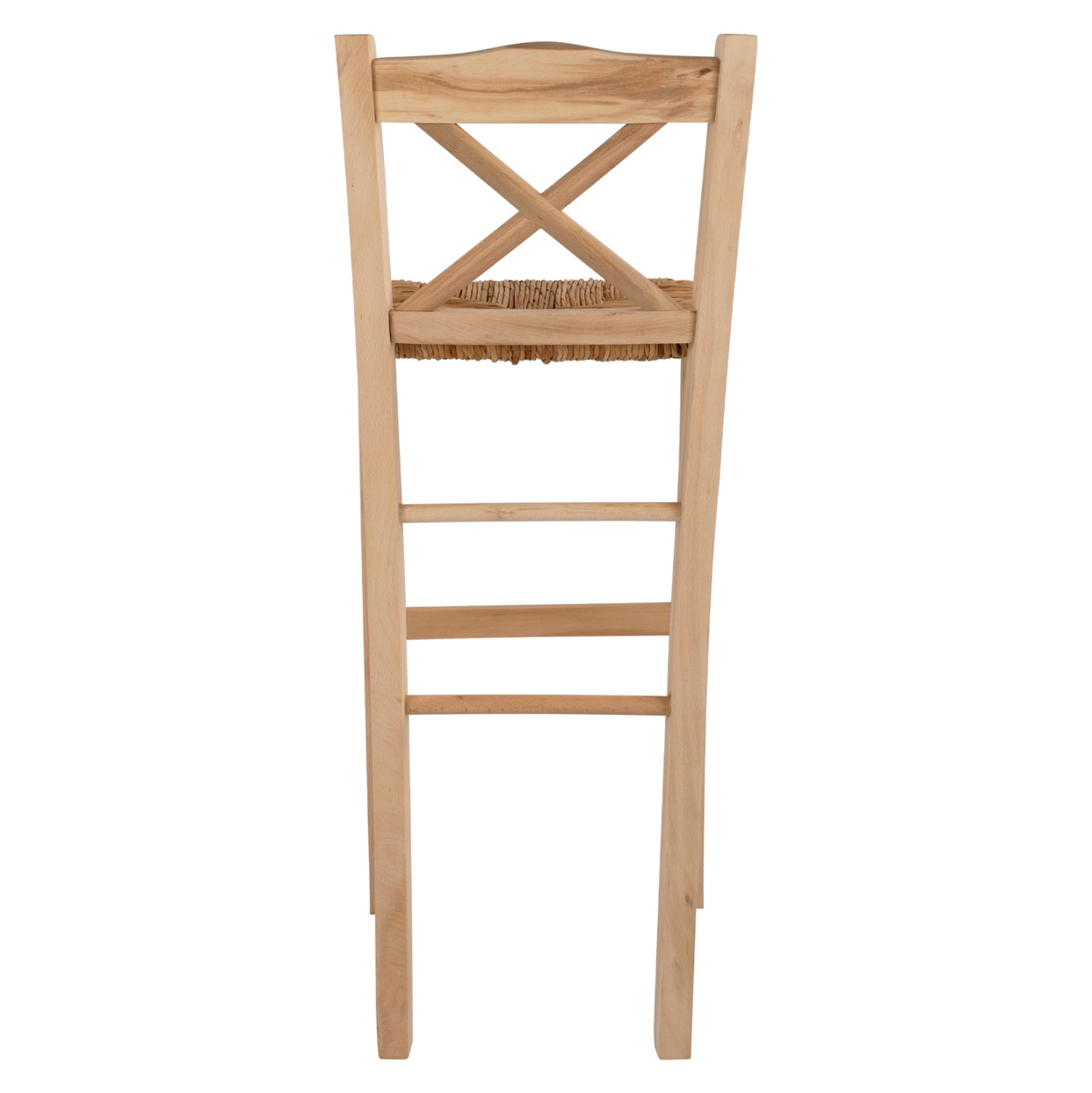 Wooden Traditional Stool Unpainted With Straw Hm10375.02