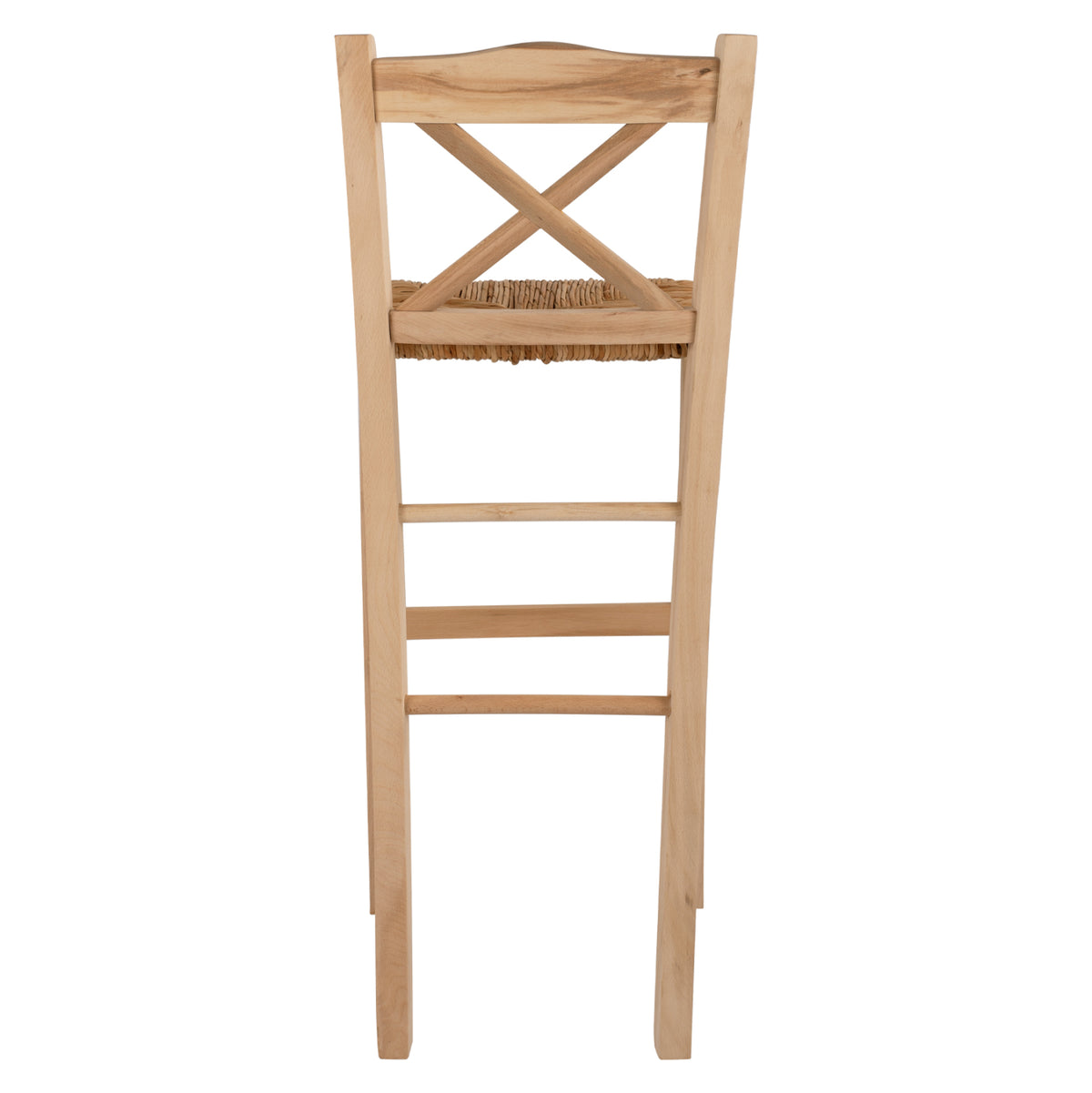 Wooden Traditional Stool Unpainted With Straw Hm10375.02