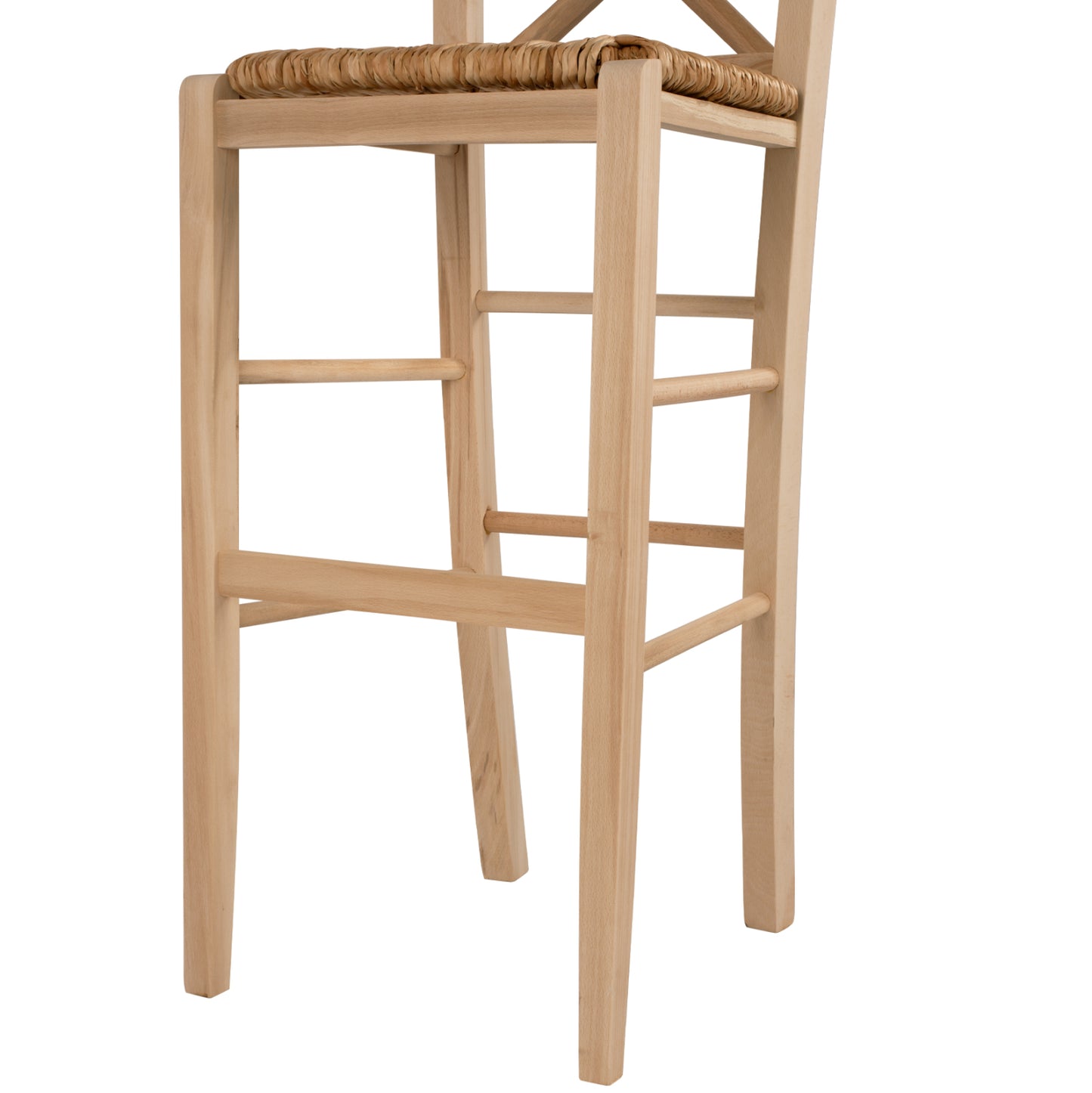 Wooden Traditional Stool Unpainted With Straw Hm10375.02