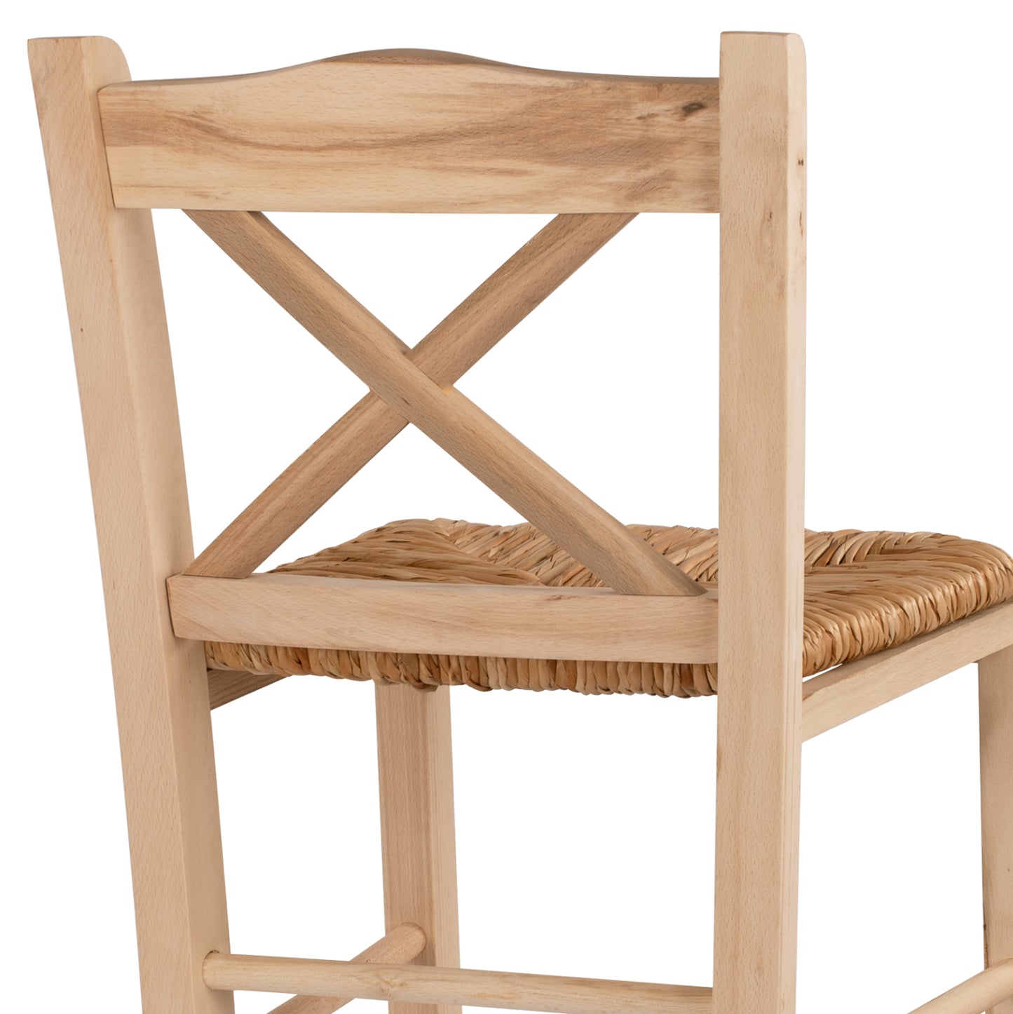Wooden Traditional Stool Unpainted With Straw Hm10375.02