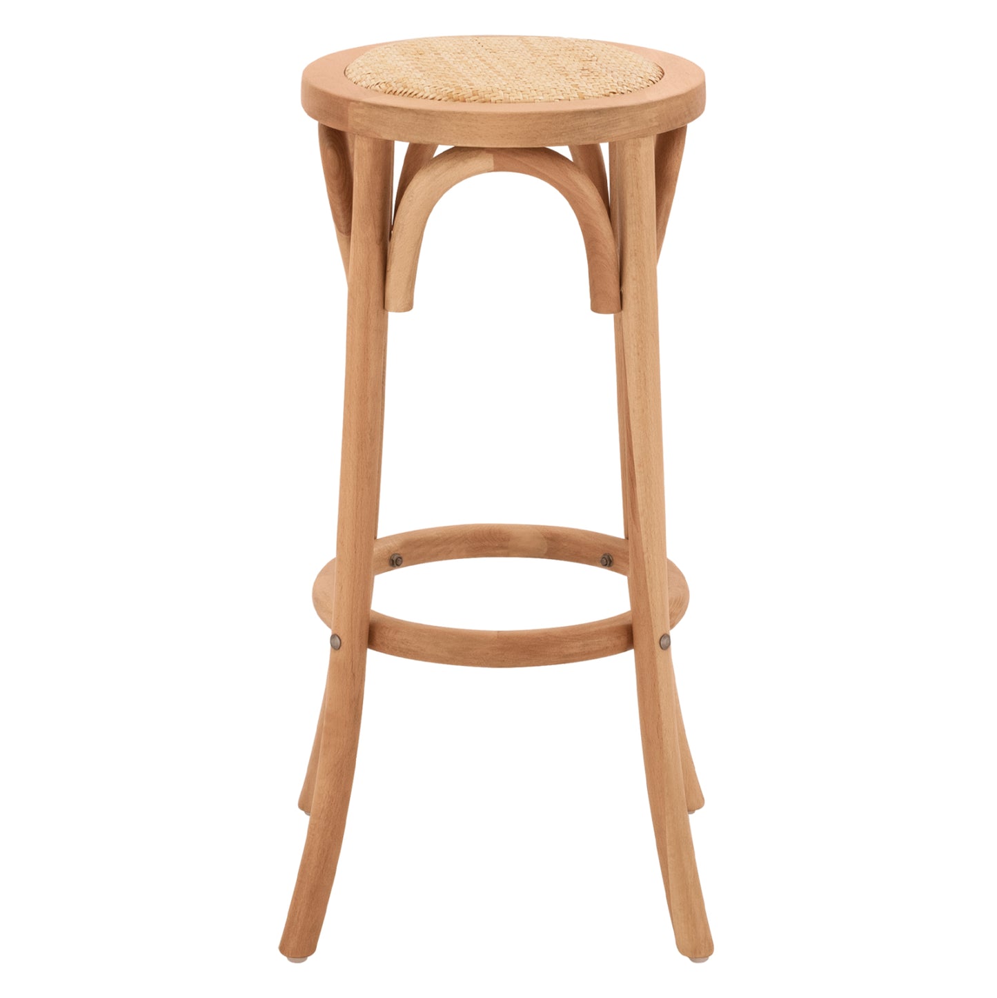 Wooden Stool From Beech Wood In Natural Color With Mat Φ36x72Ηcm-- Hm8751.01