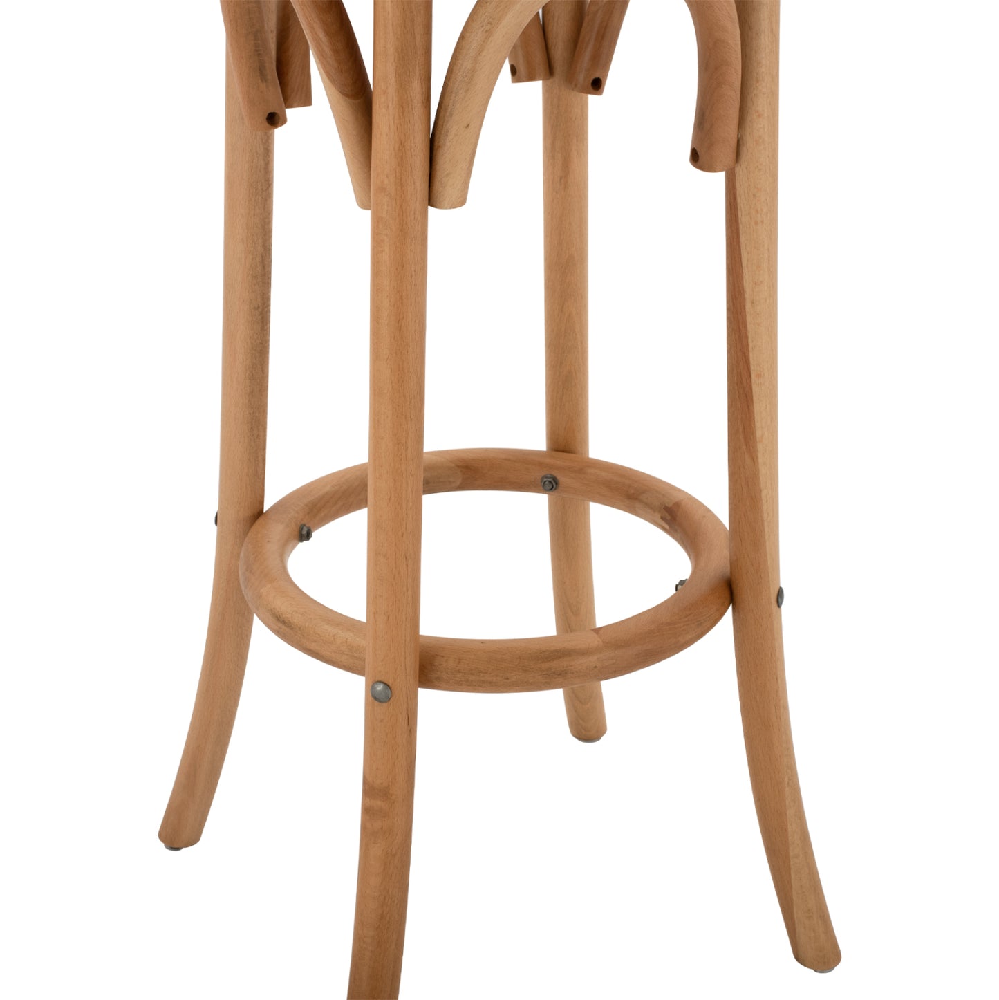 Wooden Stool From Beech Wood In Natural Color With Mat Φ36x72Ηcm-- Hm8751.01