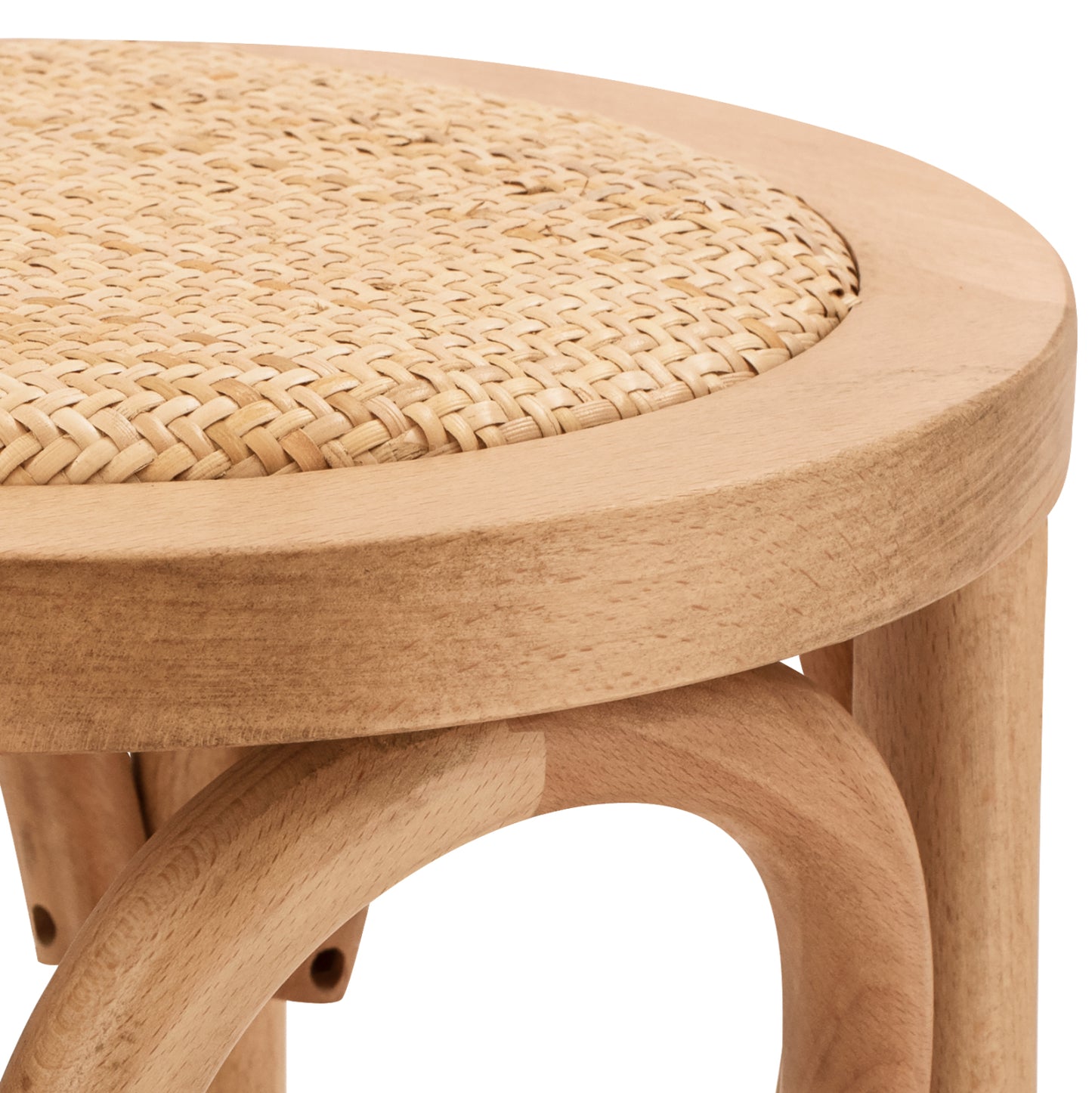 Wooden Stool From Beech Wood In Natural Color With Mat Φ36x72Ηcm-- Hm8751.01