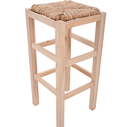 Wooden Stool Withour Back With Straw Hm10378.02