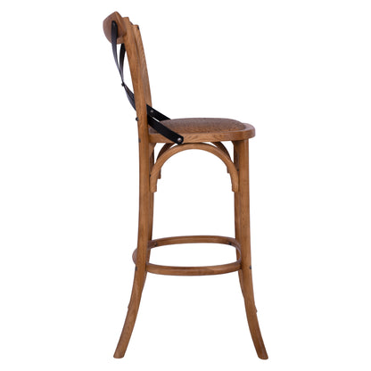 Bar Stool Wooden Forenza Hm8304 Metallic With Crossed Back 50x58x113 Cm