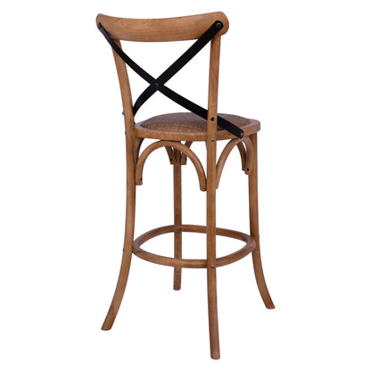 Bar Stool Wooden Forenza Hm8304 Metallic With Crossed Back 50x58x113 Cm