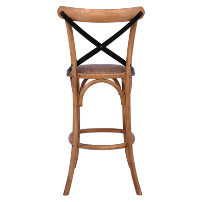 Bar Stool Wooden Forenza Hm8304 Metallic With Crossed Back 50x58x113 Cm
