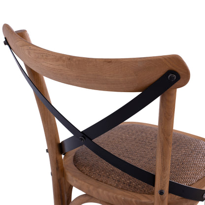 Bar Stool Wooden Forenza Hm8304 Metallic With Crossed Back 50x58x113 Cm