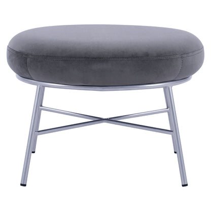 Stool With Footrest Trudi Hm8640.01 Grey Velvet With Silver Base 55x46x38m