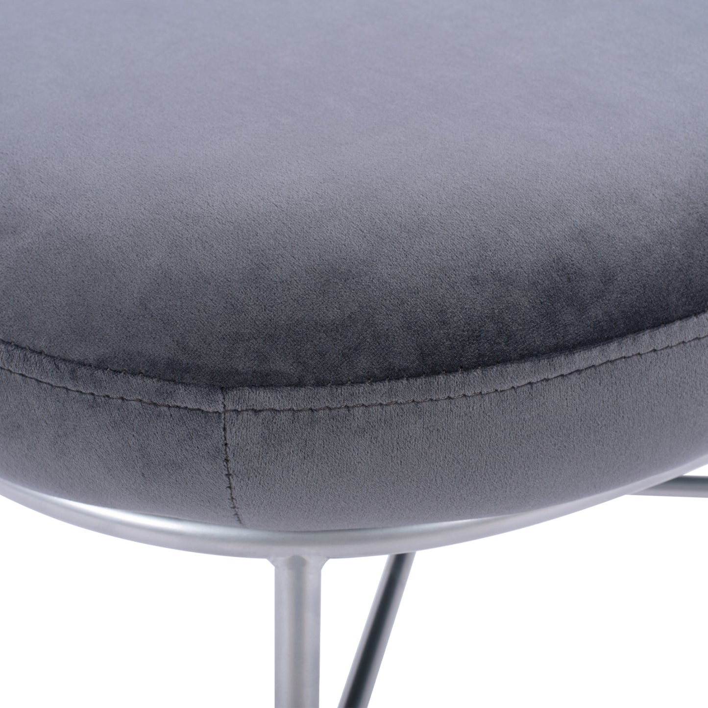 Stool With Footrest Trudi Hm8640.01 Grey Velvet With Silver Base 55x46x38m