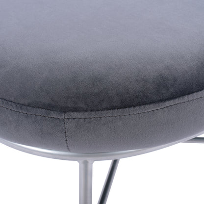 Stool With Footrest Trudi Hm8640.01 Grey Velvet With Silver Base 55x46x38m