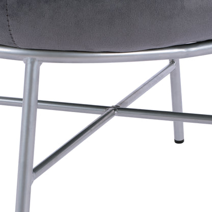 Stool With Footrest Trudi Hm8640.01 Grey Velvet With Silver Base 55x46x38m