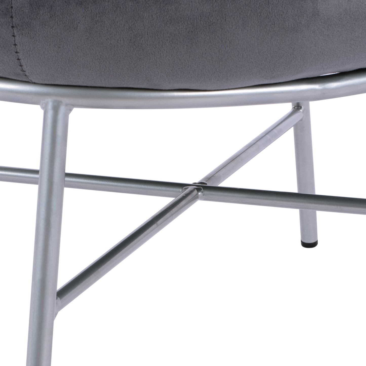 Stool With Footrest Trudi Hm8640.01 Grey Velvet With Silver Base 55x46x38m