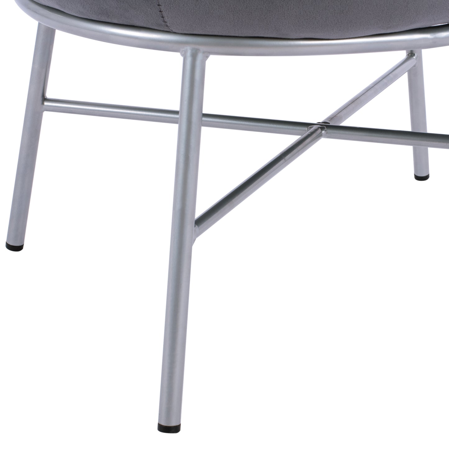 Stool With Footrest Trudi Hm8640.01 Grey Velvet With Silver Base 55x46x38m