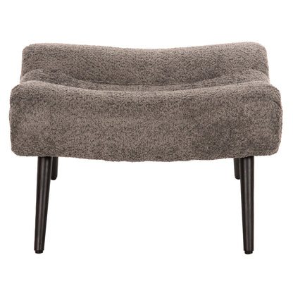 Stool-footrest Brym Hm9606.01 Grey Boucle Fabric-black Wooden Legs 68x58x40hcm.