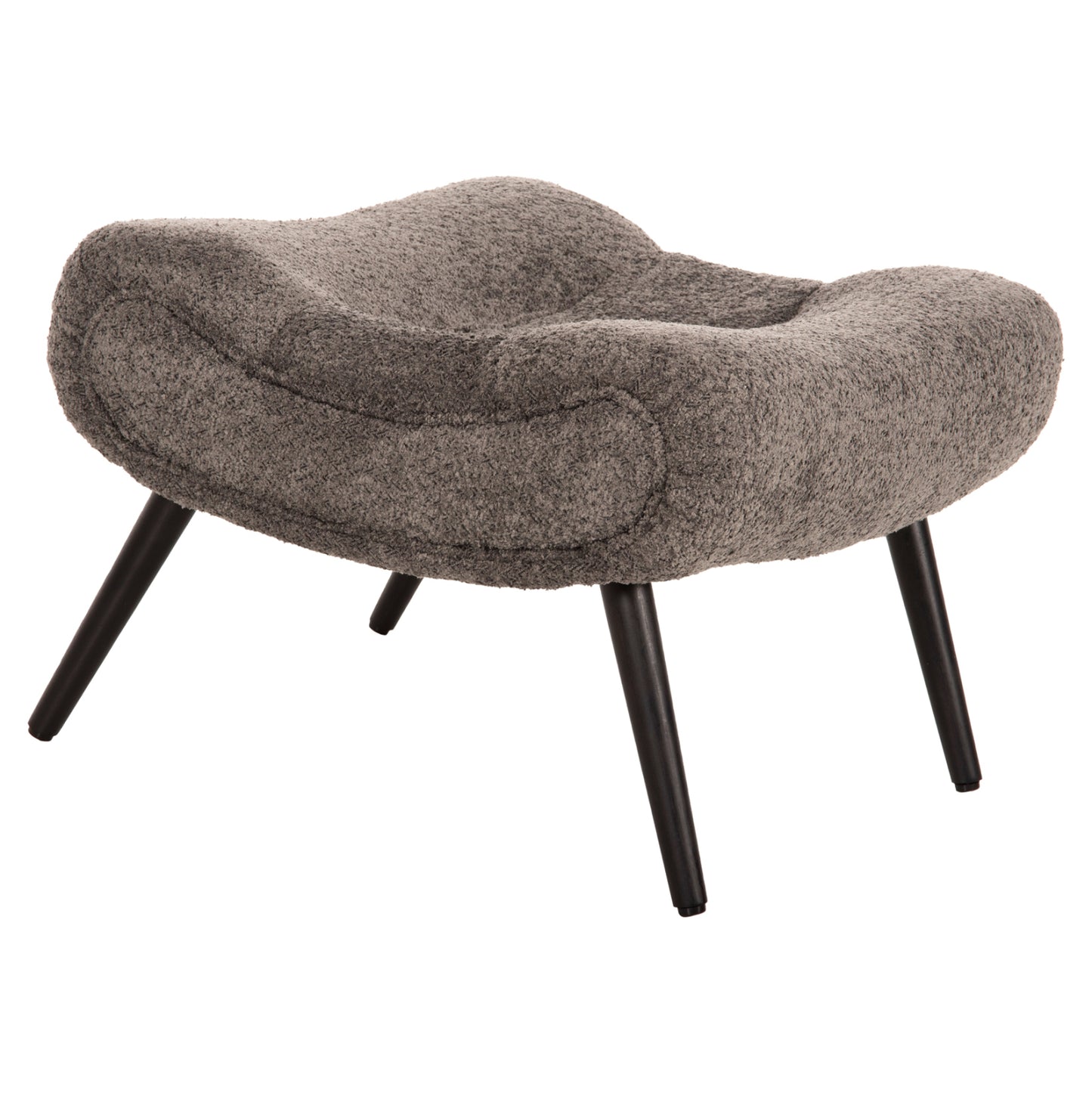 Stool-footrest Brym Hm9606.01 Grey Boucle Fabric-black Wooden Legs 68x58x40hcm.