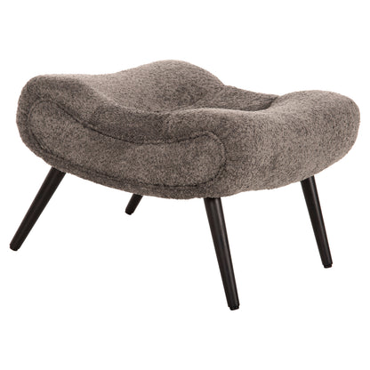 Stool-footrest Brym Hm9606.01 Grey Boucle Fabric-black Wooden Legs 68x58x40hcm.