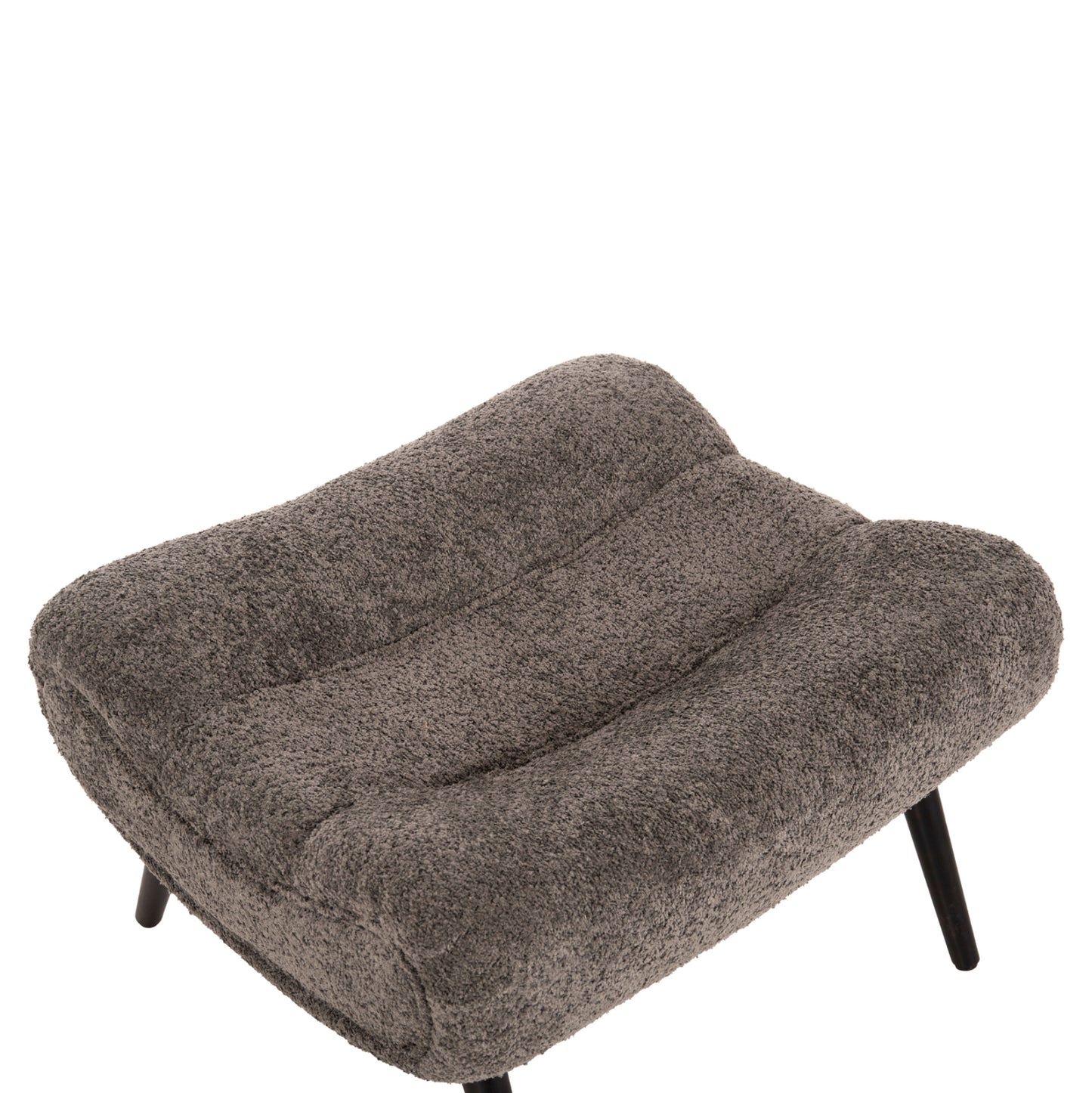 Stool-footrest Brym Hm9606.01 Grey Boucle Fabric-black Wooden Legs 68x58x40hcm.