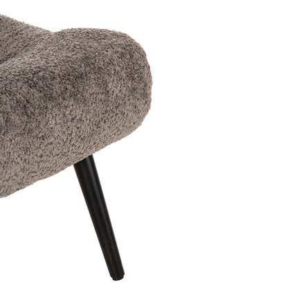 Stool-footrest Brym Hm9606.01 Grey Boucle Fabric-black Wooden Legs 68x58x40hcm.