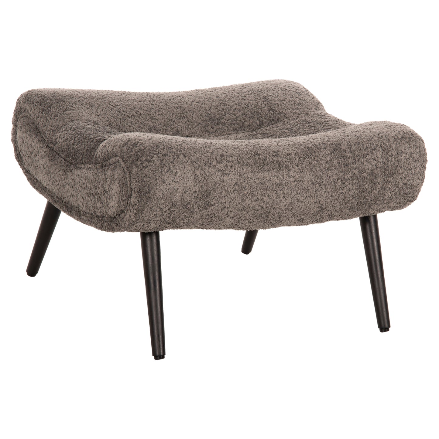 Stool-footrest Brym Hm9606.01 Grey Boucle Fabric-black Wooden Legs 68x58x40hcm.