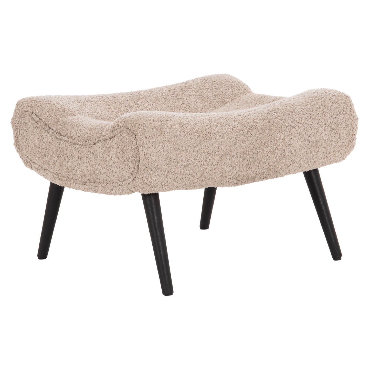 Stool-footrest Brym Hm9606.08 Beige/brown Boucle Fabric-black Wooden Legs 69x61x41hcm.
