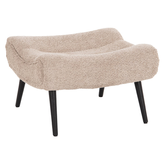 Stool-footrest Brym Hm9606.08 Beige/brown Boucle Fabric-black Wooden Legs 69x61x41hcm.