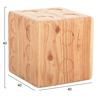Stool Dice Hm7898.02 Teak Wood In Natural Wood Color 40x40x40 Cm.