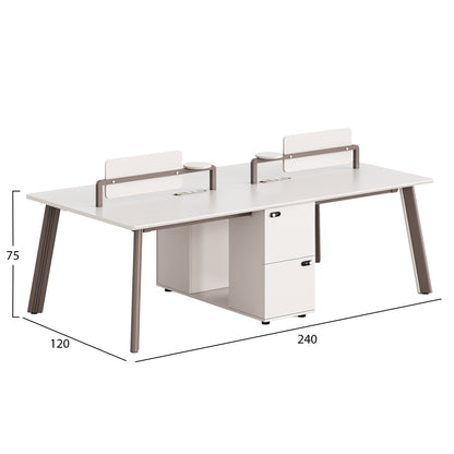 4-seat Workstation Desk Newline Hm18277 Melamine In Cream White--aluminum Legs 240x120x75hcm.