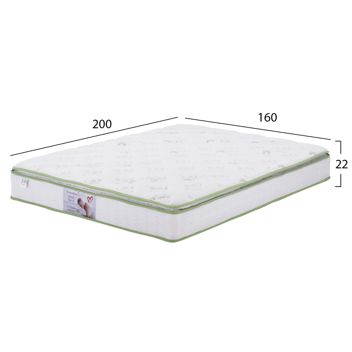 Continuous Spring Mattress With Aloe Vera Mattress Pad 160x200 Fb9372.16 Single Face