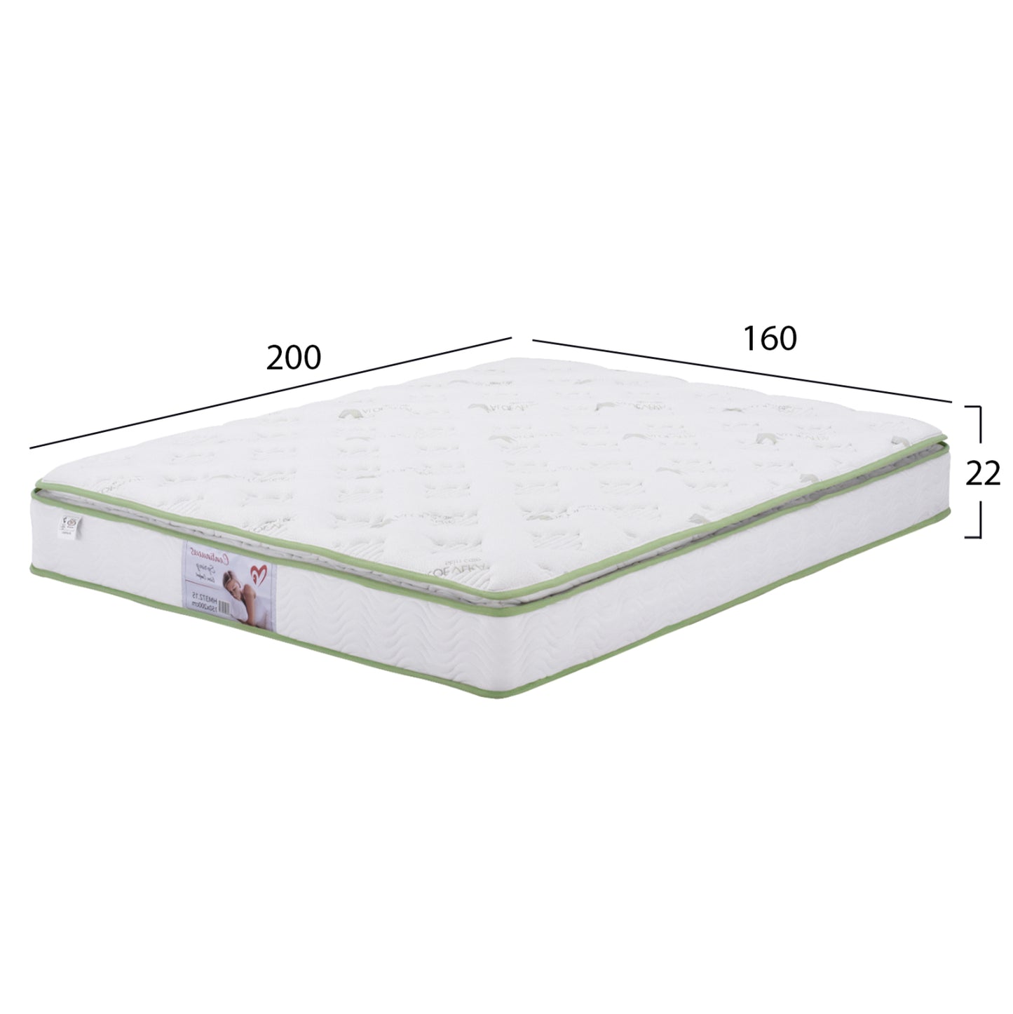 Continuous Spring Mattress With Aloe Vera Mattress Pad 160x200 Fb9372.16 Single Face