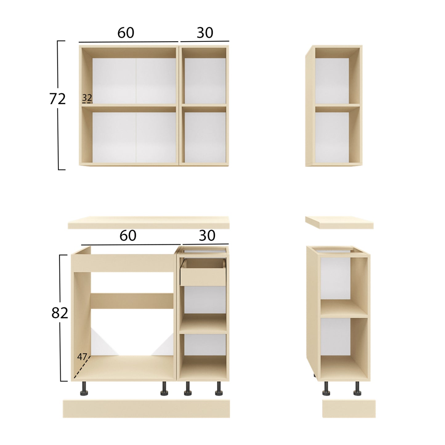 Kitchen Composition Hm2465.01 Melamine Sonoma Countertop Laminate 120x47x84,8Υεκ.