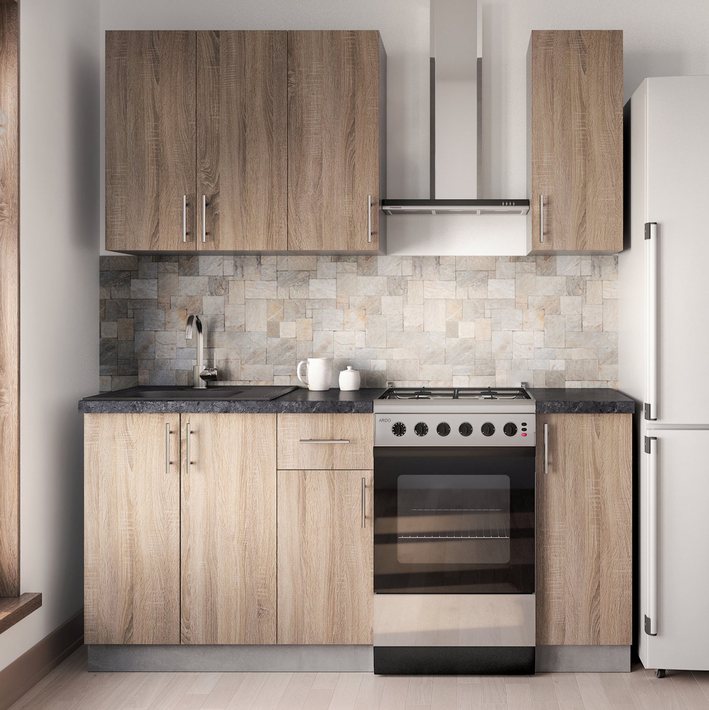 Kitchen Composition Hm2465.01 Melamine Sonoma Countertop Laminate 120x47x84,8Υεκ.