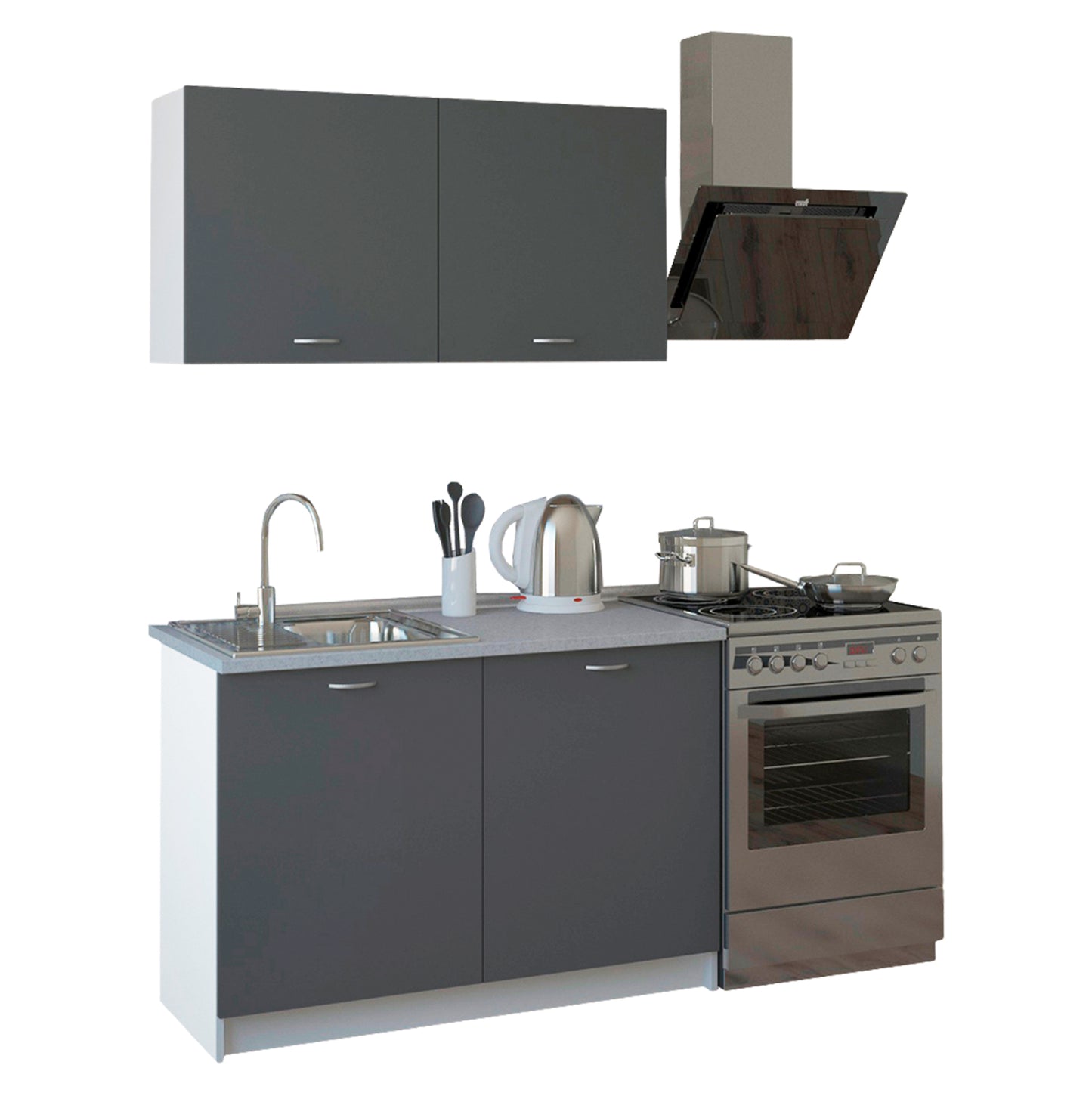 Kitchen Composition Blaine Hm2439.10 Grey Melamine With White Countertop 120x46-29,2cm.