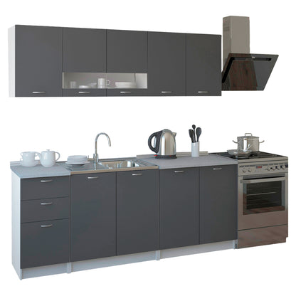 Kitchen Composition Bentlee Hm2443.10 Grey Melamine With White Countertop 200x46-29,2cm.