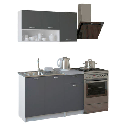 Kitchen Composition Jadiel Hm2440.10 Grey Melamine With White Countertop 120x46-29,2cm.