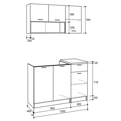 Kitchen Unit Melamine Sonama-white Hm2440 46-29.2x120 Cm.