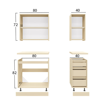 Kitchen Composition Melamine Sonoma Oak Kai Beige Marble Countertop 120x47x84,8Υεκ.hm2466.01