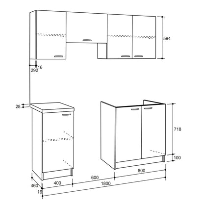 Kitchen Unit Melamine Sonama-white Hm2441 180x29,2-46εκ