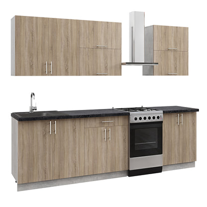 Kitchen Combo Melamine Sonoma Truffle Black Marble Look Top 200x47x84,8hcm.hm2469.01