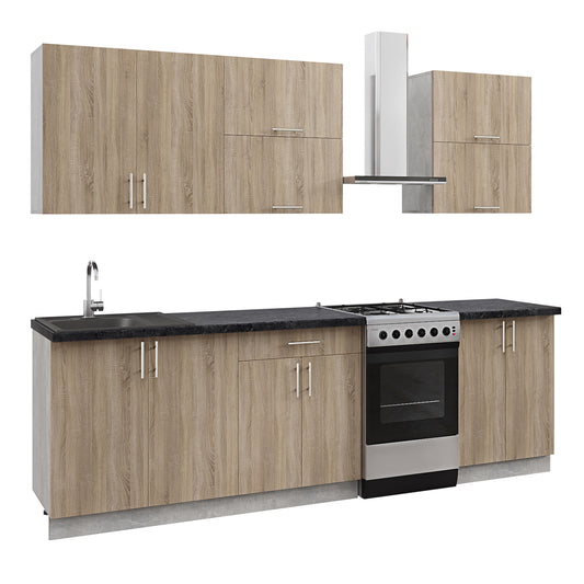 Kitchen Combo Melamine Sonoma Truffle Black Marble Look Top 200x47x84,8hcm.hm2469.01