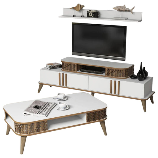 Living Room Composition Hm11848.03 2pcs In White & Walnut