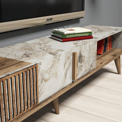 Living Room Composition Hm11847.03 2pcs In Walnut-white Marble Look