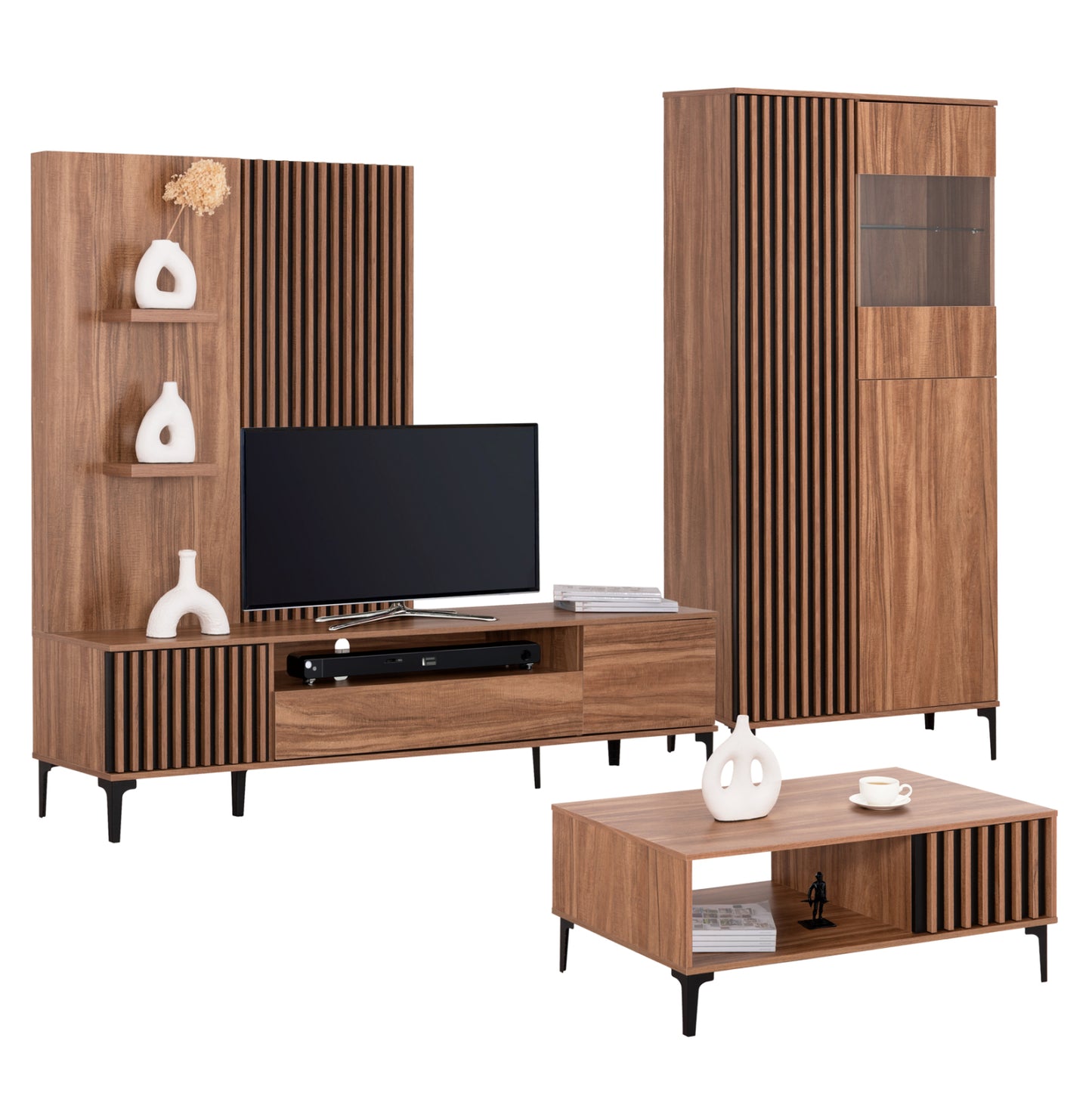 Living Room Set 3pcs Harry Hm21092 Coffee Table-tv Stand-display Cabinet