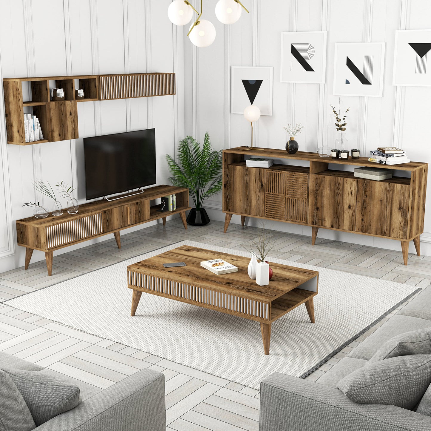 Living Room Composition Hm11845.01 3pcs Walnut-white