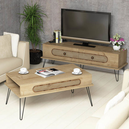 Living Room Composition Hm11851.02 2pcs Melamine In Natural Oak