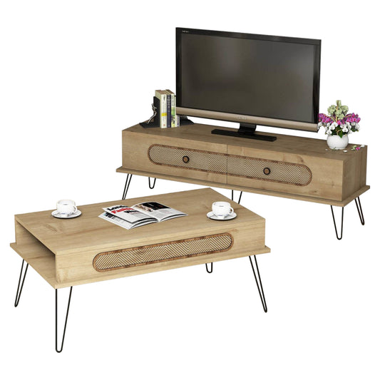 Living Room Composition Hm11851.02 2pcs Melamine In Natural Oak